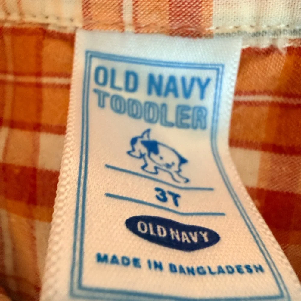 Old Navy Kids Orange Plaid Button Down Shirt